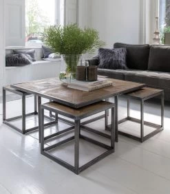 Salontafel Industrieel - Le Bar American Table - Set Van 5 Stuks - Grijs -Meubilair Verkoop 003b1ec17ed146d5a13a062d65e3330b