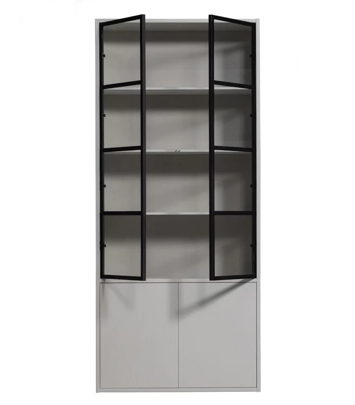 VTwonen 4-Deurs Vitrinekast Basic - Grenen - Mist - 230x101x40 6 VTwonen 4-Deurs Vitrinekast Basic - Grenen - Mist - 230x101x40 - Afbeelding 4