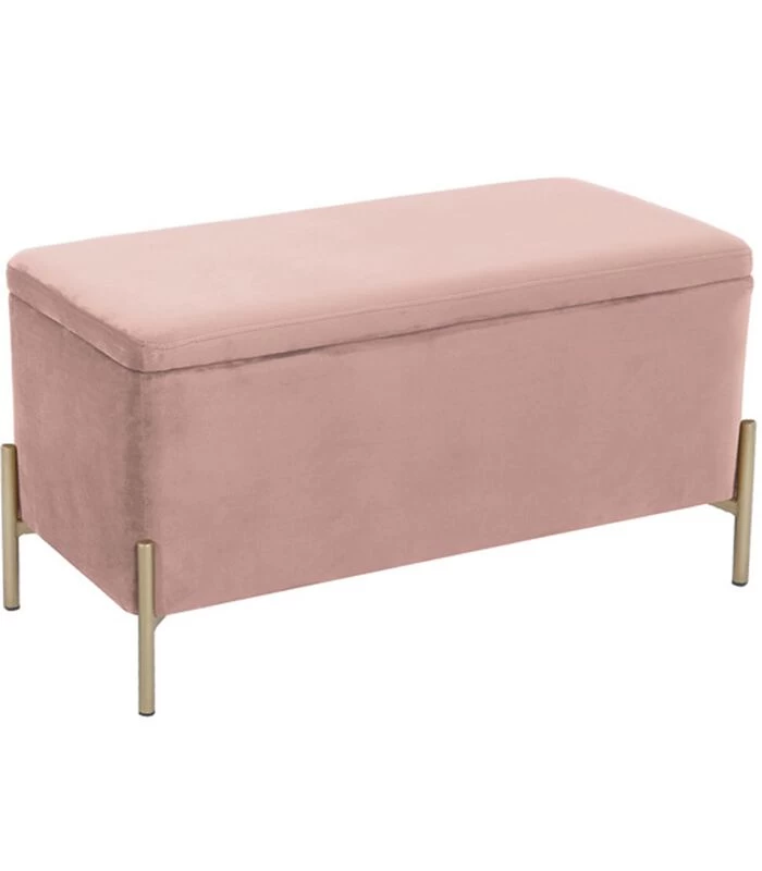 Leitmotiv Bank Snog XL - Velvet Roze, Goud Geverfde Poten - 90x45x45cm 3 Leitmotiv Bank Snog XL - Velvet Roze, Goud Geverfde Poten - 90x45x45cm