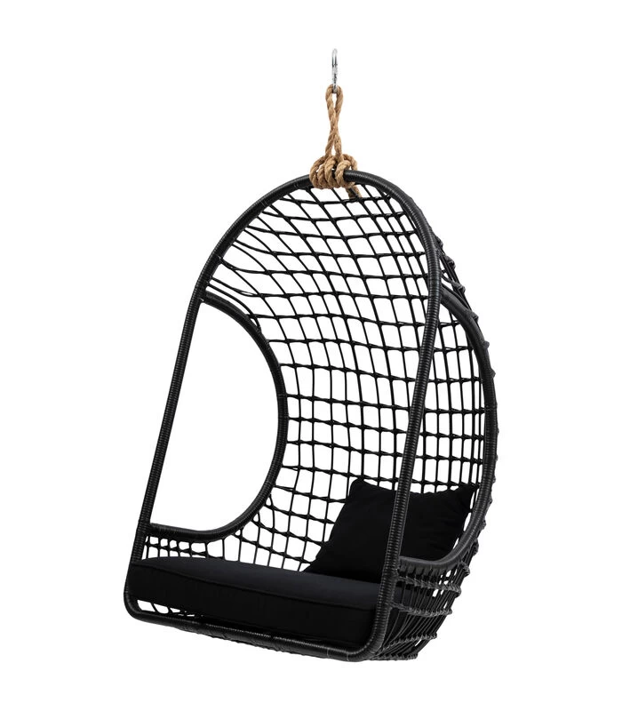 Chaise Suspendue D'extérieur Classique Avec Coussin,noire 4 Chaise Suspendue D'extérieur Classique Avec Coussin,noire - Afbeelding 2