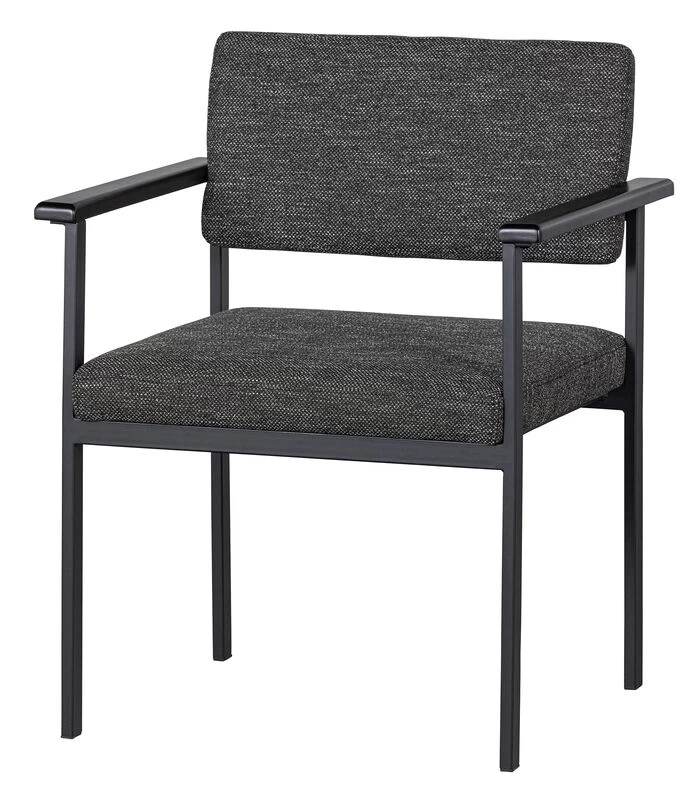 WOOOD Eetkamerstoel Gust - Polyester - Donkergrijs - Set Van 2 3 WOOOD Eetkamerstoel Gust - Polyester - Donkergrijs - Set Van 2