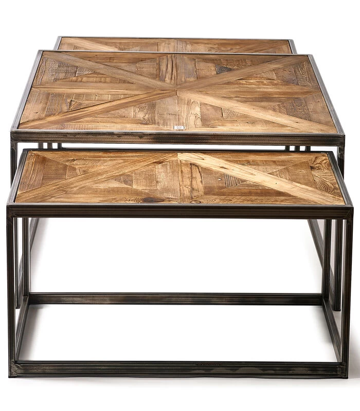 Salontafel Industrieel - Le Bar American Table - Set Van 3 Stuks - Grijs 3 Salontafel Industrieel - Le Bar American Table - Set Van 3 Stuks - Grijs