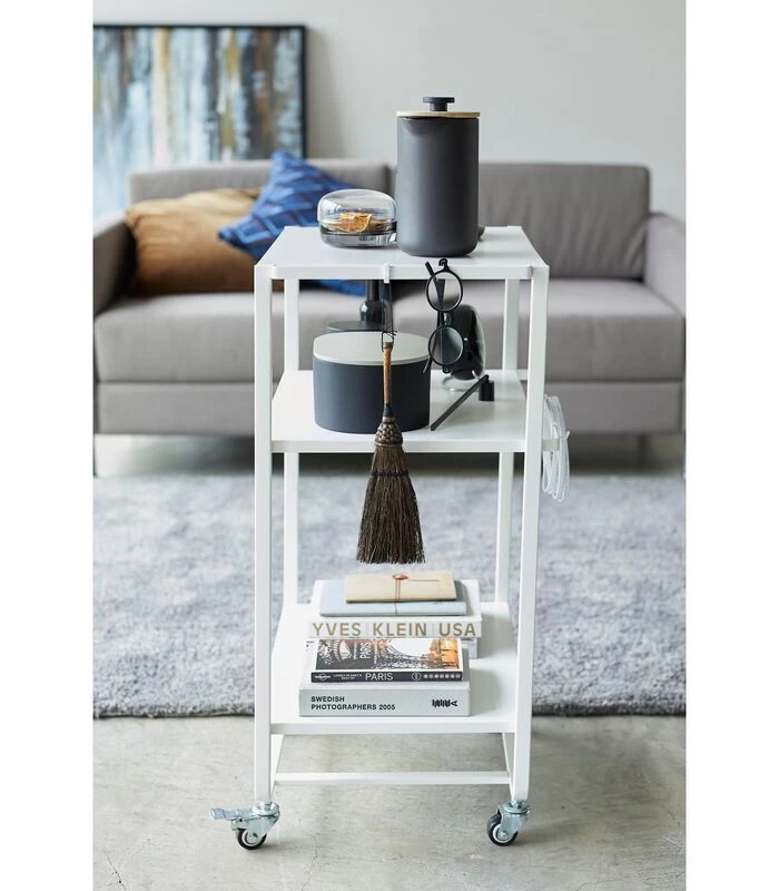 Yamazaki 3-tiered Kitchen Wagon - Tower - White 4 Yamazaki 3-tiered Kitchen Wagon - Tower - White - Afbeelding 2