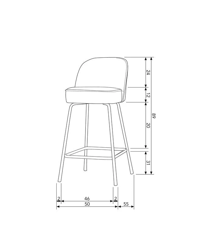 BePureHome Barstoel Vogue - Geweven Stof - Donkergrijs - 89x50x55 4 BePureHome Barstoel Vogue - Geweven Stof - Donkergrijs - 89x50x55 - Afbeelding 2
