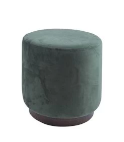 Leitmotiv Poef W. Wood Rim - Velvet Donker Groen - Medium - 36x38cm