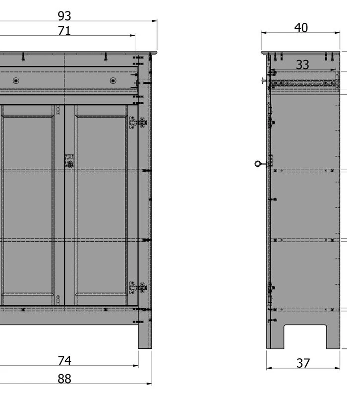 WOOOD Eva Meidenkast - Grenen Geborsteld - Zwart - 150x93x40 4 WOOOD Eva Meidenkast - Grenen Geborsteld - Zwart - 150x93x40 - Afbeelding 2