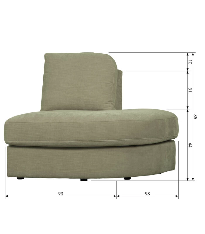 VTwonen Family 1-Zits Element Ronde Hoek Rechts - Groen - 85x93x98 4 VTwonen Family 1-Zits Element Ronde Hoek Rechts - Groen - 85x93x98 - Afbeelding 2