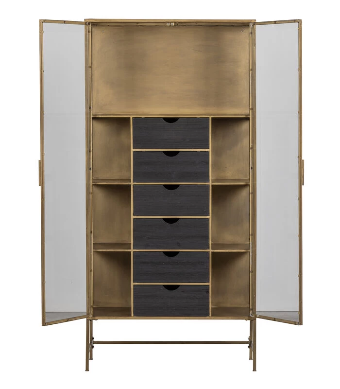 Exclusive Kayaz Vitrinekast - Metaal - Brass - 187x90x40 7 Exclusive Kayaz Vitrinekast - Metaal - Brass - 187x90x40 - Afbeelding 5