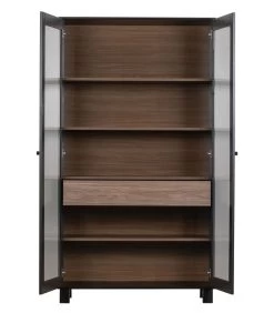 WOOOD Goos 2-deurs Vitrinekast - Grenen - Zwart/Walnoot - 200x110x44 -Meubilair Verkoop 210c2a37c8154891a64ea1e819278ae9