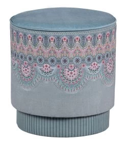 Pip Studio Poef Majorelle Medium - Blauw - 45x40x40