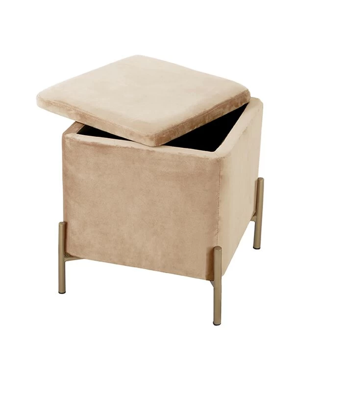 Leitmotiv Poef Snog - Zandbruin/Goud - 45x45x47cm 4 Leitmotiv Poef Snog - Zandbruin/Goud - 45x45x47cm - Afbeelding 2