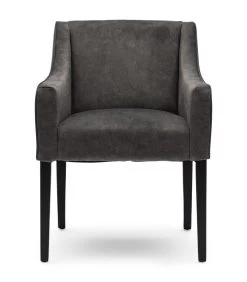 Eetkamerstoel Met Armleuning, Zwarte Poten - Savile Row Dining Armchair - Berkshire - Elephant Grijs - 1 Stuk