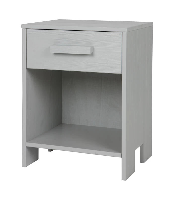 WOOOD Dennis Nachtkastje - Grenen Geborsteld - Betongrijs - 52x39x36 3 WOOOD Dennis Nachtkastje - Grenen Geborsteld - Betongrijs - 52x39x36 - Afbeelding 2