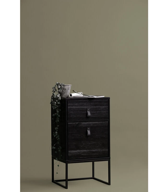 WOOOD Zola Nachtkastje Incl. Lade En Deur - Grenen - Zwart - 74x40x35 5 WOOOD Zola Nachtkastje Incl. Lade En Deur - Grenen - Zwart - 74x40x35 - Afbeelding 3