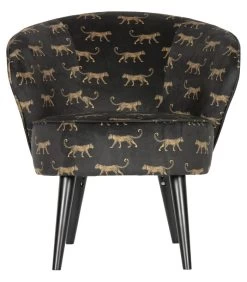 WOOOD Bo Fauteuil - Velvet - Panter Print - 71x69x76