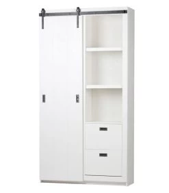 VTwonen Slide Kast Barn - Bezaagd Grenen - Wit - 230x122x37 -Meubilair Verkoop 3983ed66b77147feb4459f9e8f576fa3