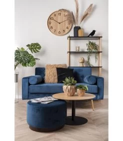 Leitmotiv Poef W. Wood Rim - Velvet Jeans Blauw - Large - 50x30cm -Meubilair Verkoop 3bf3e124901d468daf789bfea0d8f469