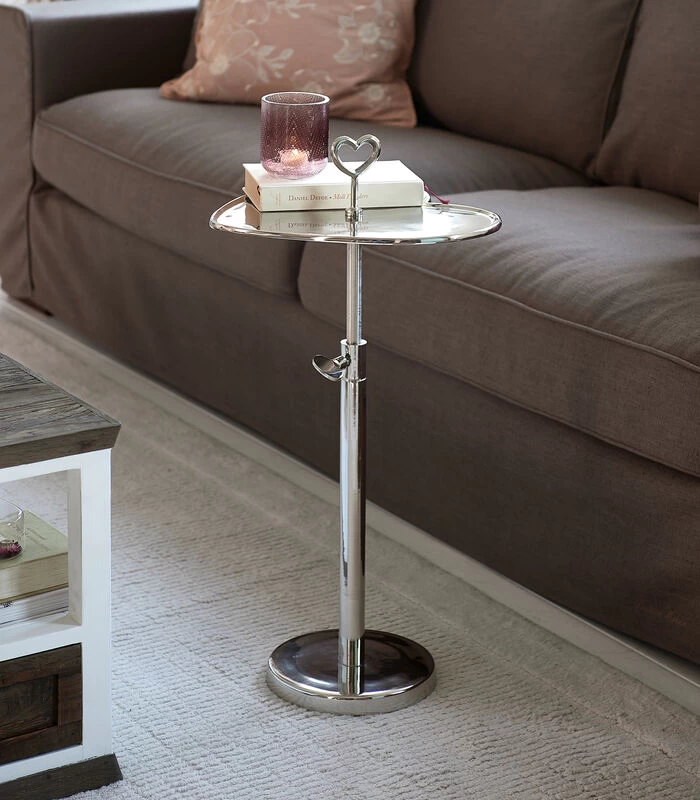 Bijzettafel Verstelbaar - Lovely Heart Adjustable End Table - Zilver 4 Bijzettafel Verstelbaar - Lovely Heart Adjustable End Table - Zilver - Afbeelding 2
