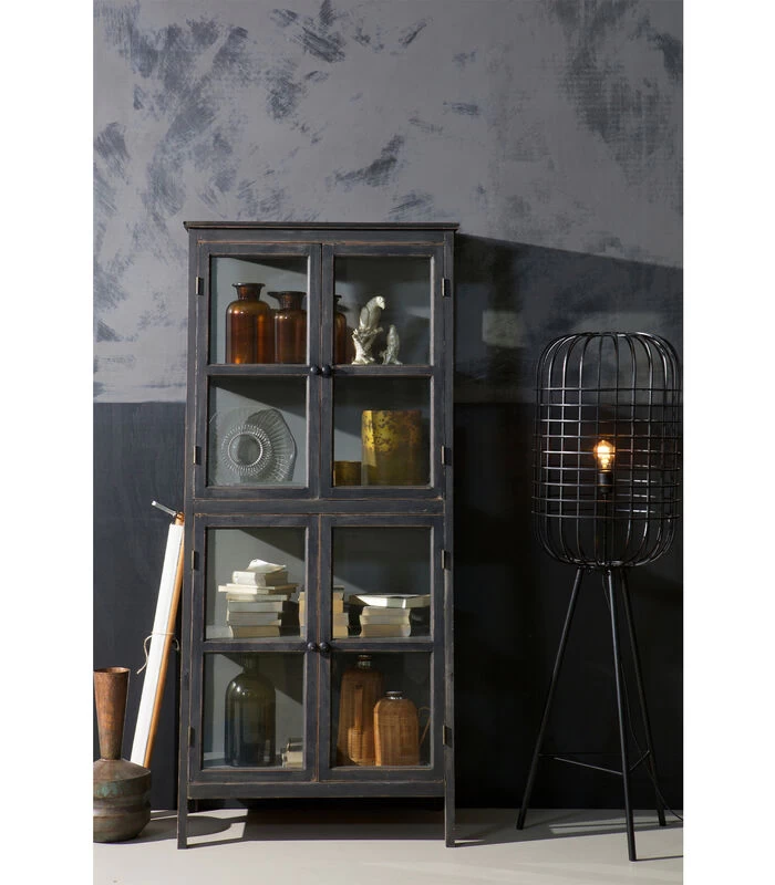BePureHome Herritage Schuine Kast - Hout/Glas - Zwart - 173x79x45 4 BePureHome Herritage Schuine Kast - Hout/Glas - Zwart - 173x79x45 - Afbeelding 2