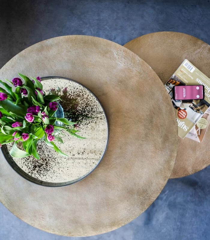 Tarifa (set Van 2) - Salontafel - Antique Bras 4 Tarifa (set Van 2) - Salontafel - Antique Bras - Afbeelding 2