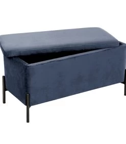 Leitmotiv Bank Snog XL - Velvet Donkerblauw, Mat Zwarte Poten - 90x45x45cm -Meubilair Verkoop 45612f4fef974fe8831daa5d4edc6c79