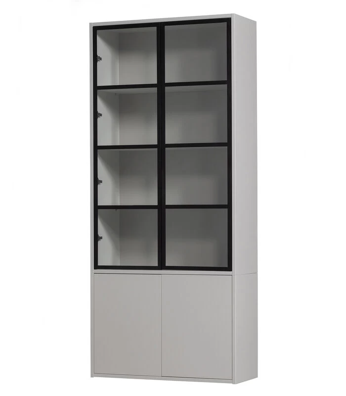 VTwonen 4-Deurs Vitrinekast Basic - Grenen - Mist - 230x101x40 3 VTwonen 4-Deurs Vitrinekast Basic - Grenen - Mist - 230x101x40