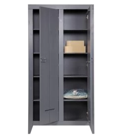 WOOOD Kluiskast - Grenen Geborsteld - Staal Grijs - 190x95x44 -Meubilair Verkoop 4a8ab1cc0e3c4a448a4fefe42477b8dc