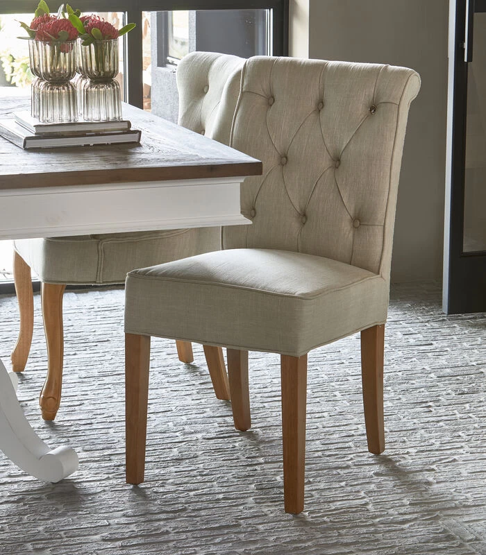 Eetkamerstoel - Hampton Classic Dining Chair - Linnen Flax - Naturel 4 Eetkamerstoel - Hampton Classic Dining Chair - Linnen Flax - Naturel - Afbeelding 2