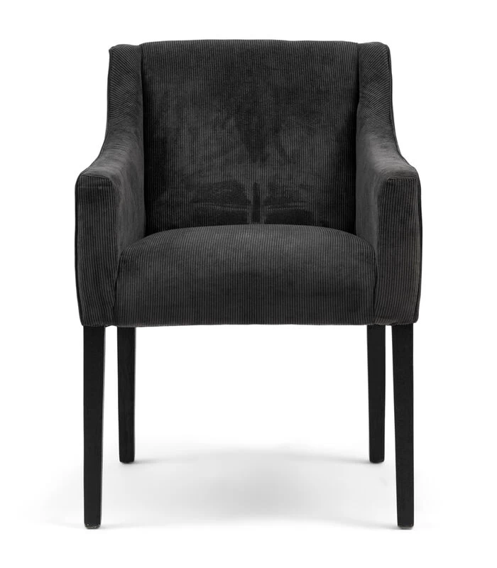 Eetkamerstoel Met Armleuning - Savile Row Dining Armchair - Ribstof - Grijs 3 Eetkamerstoel Met Armleuning - Savile Row Dining Armchair - Ribstof - Grijs