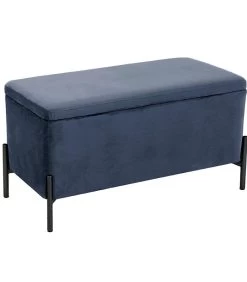 Leitmotiv Bank Snog XL - Velvet Donkerblauw, Mat Zwarte Poten - 90x45x45cm -Meubilair Verkoop 5502e11bc22c425bb306b703bdd6cdb3