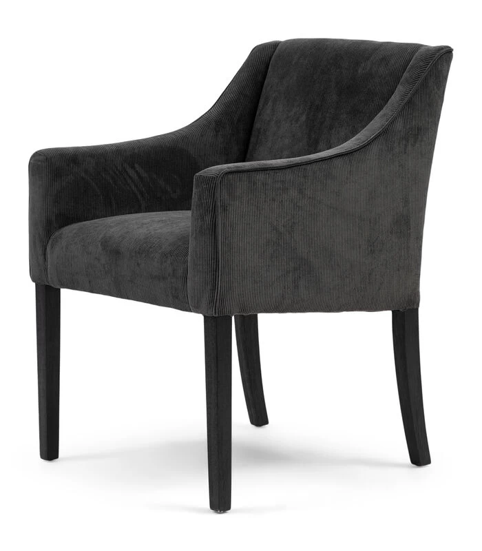 Eetkamerstoel Met Armleuning - Savile Row Dining Armchair - Ribstof - Grijs 4 Eetkamerstoel Met Armleuning - Savile Row Dining Armchair - Ribstof - Grijs - Afbeelding 2