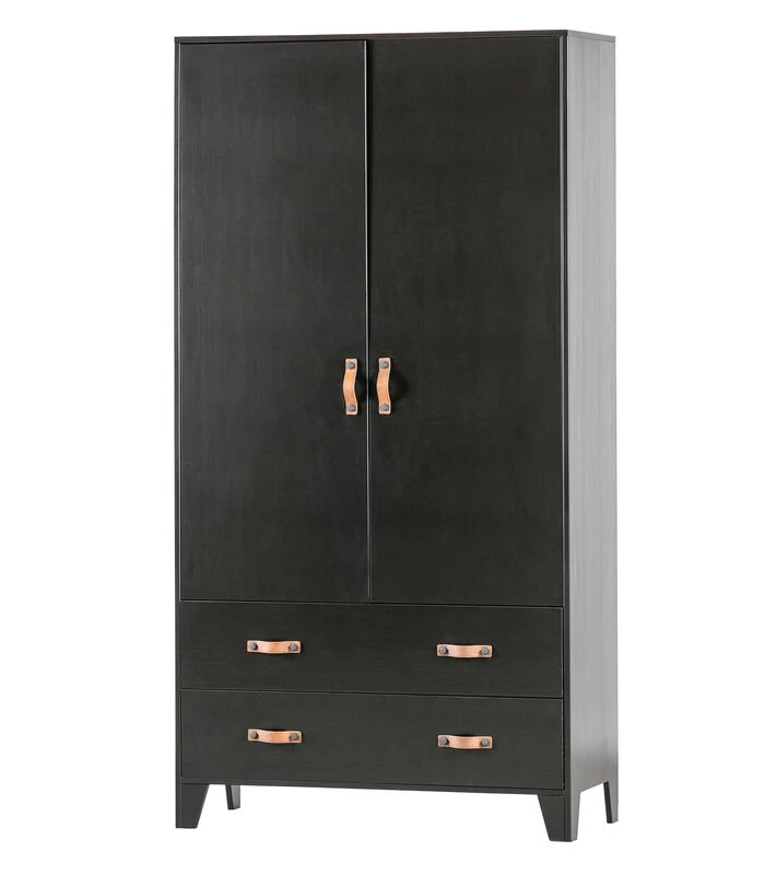 WOOOD Dian Garderobekast - Grenen - Zwart - 180x94x40 4 WOOOD Dian Garderobekast - Grenen - Zwart - 180x94x40 - Afbeelding 2