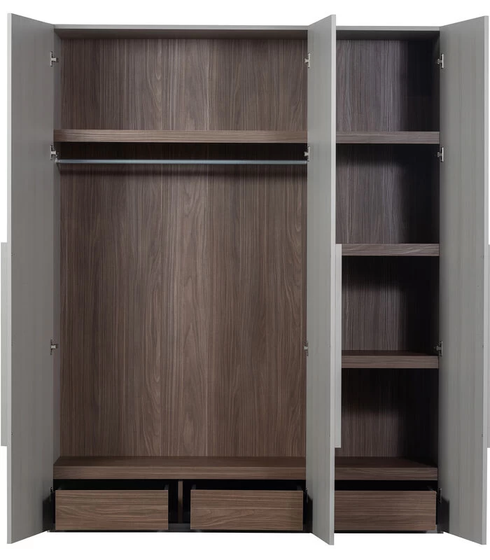 WOOOD Rens Kledingkast 3-Deurs - Noten/Grijs - 210x165x58 5 WOOOD Rens Kledingkast 3-Deurs - Noten/Grijs - 210x165x58 - Afbeelding 3