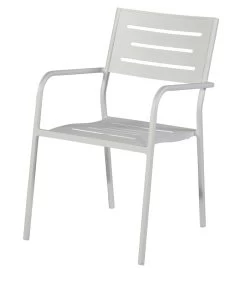 Tuinstoel Met Armleuning - Aluminium - Wit - 85x56x53