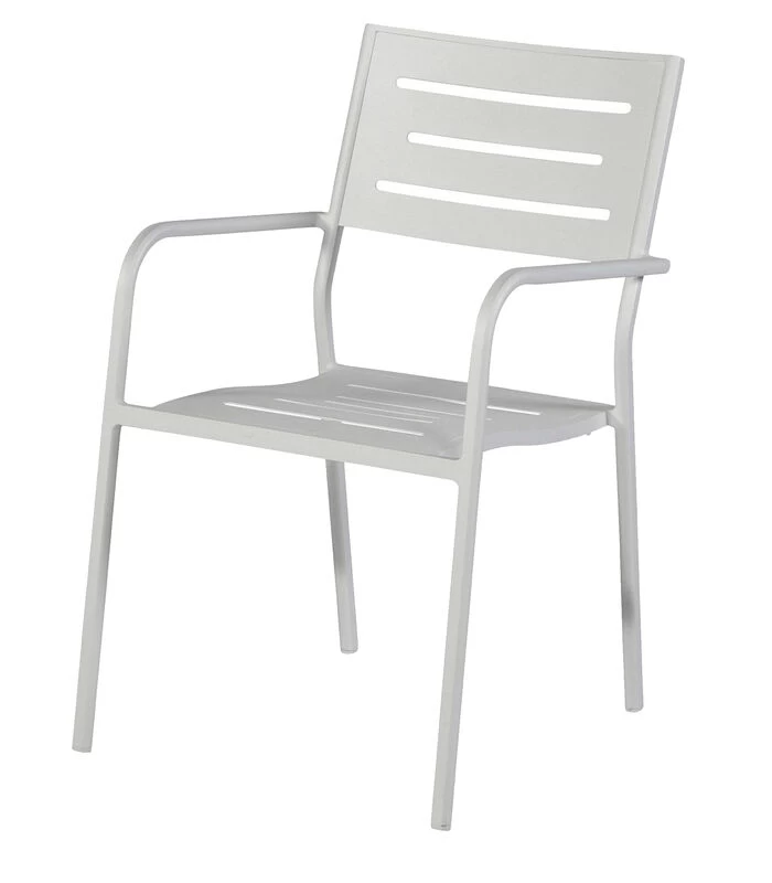 Tuinstoel Met Armleuning - Aluminium - Wit - 85x56x53 3 Tuinstoel Met Armleuning - Aluminium - Wit - 85x56x53