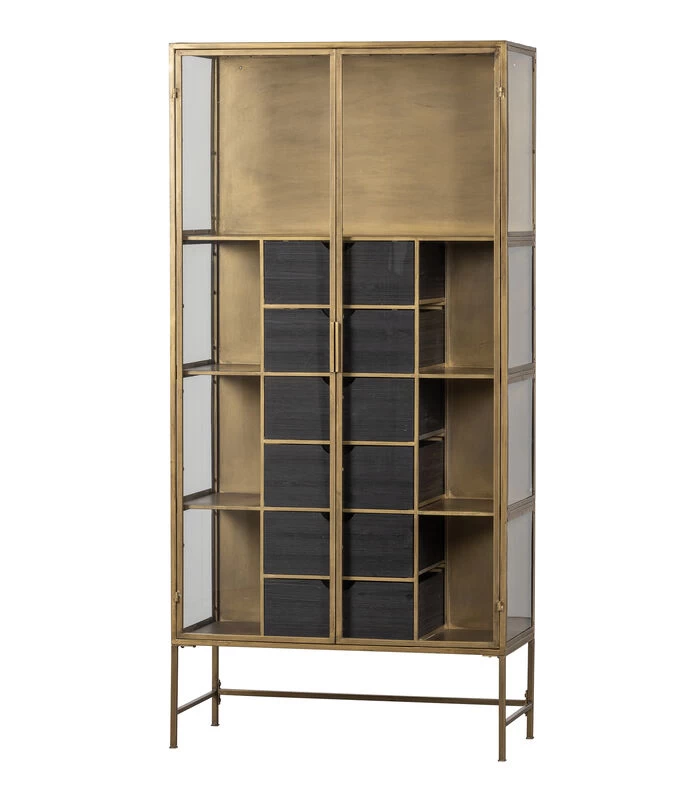 Exclusive Kayaz Vitrinekast - Metaal - Brass - 187x90x40 3 Exclusive Kayaz Vitrinekast - Metaal - Brass - 187x90x40