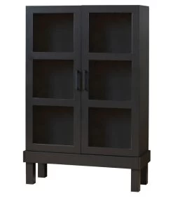 Bonk Vitrinekast - Grenen - Zwart - 160x103x37 -Meubilair Verkoop 72cb1a1fe8b7411488b8ec510a923a49