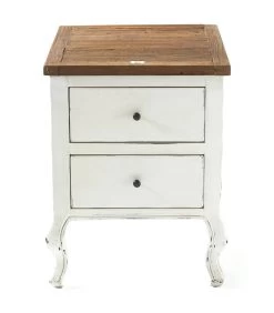 Kastje - Ladekast Hout - Driftwood Burerau Ladenblok - Wit