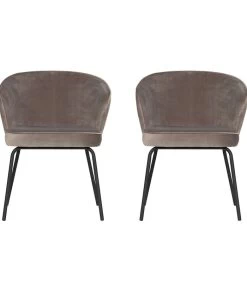 BePureHome Admit Eetkamerstoel - Fluweel - Khaki - Set Van 2