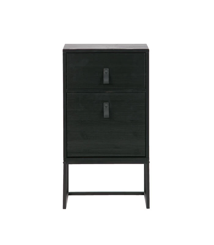 WOOOD Zola Nachtkastje Incl. Lade En Deur - Grenen - Zwart - 74x40x35 3 WOOOD Zola Nachtkastje Incl. Lade En Deur - Grenen - Zwart - 74x40x35