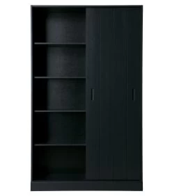 WOOOD Move Schuifdeurkast - Grenen - Zwart - 200x120x42 -Meubilair Verkoop 7f0265fc09a9470291d65666c916cc36