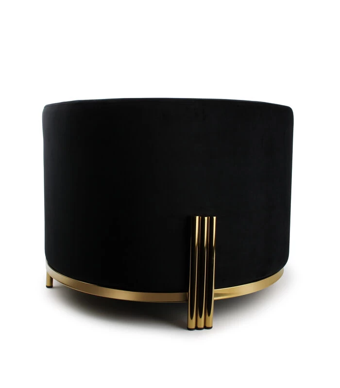 Poef 55xH40cm Velvet Zwart Misa 4 Poef 55xH40cm Velvet Zwart Misa - Afbeelding 2