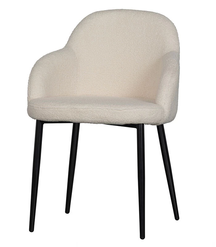 WOOOD Eetkamerstoel Noortje - Teddy - Wit - Set Van 2 4 WOOOD Eetkamerstoel Noortje - Teddy - Wit - Set Van 2 - Afbeelding 2