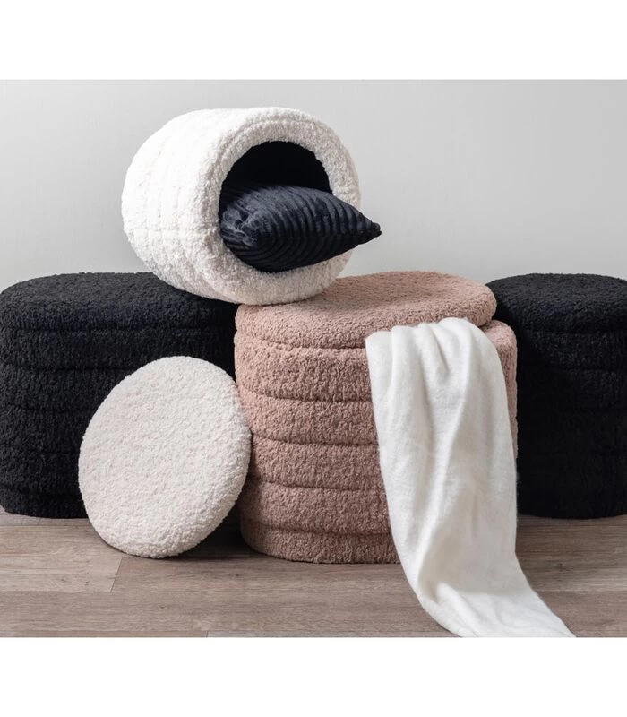 Leitmotiv Poef Cuddly - Zwart - 35x35x40 Cm 4 Leitmotiv Poef Cuddly - Zwart - 35x35x40 Cm - Afbeelding 2