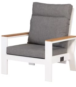 Verstelbare Tuinstoel Buiten - Aluminium - Wit - 93x82x84