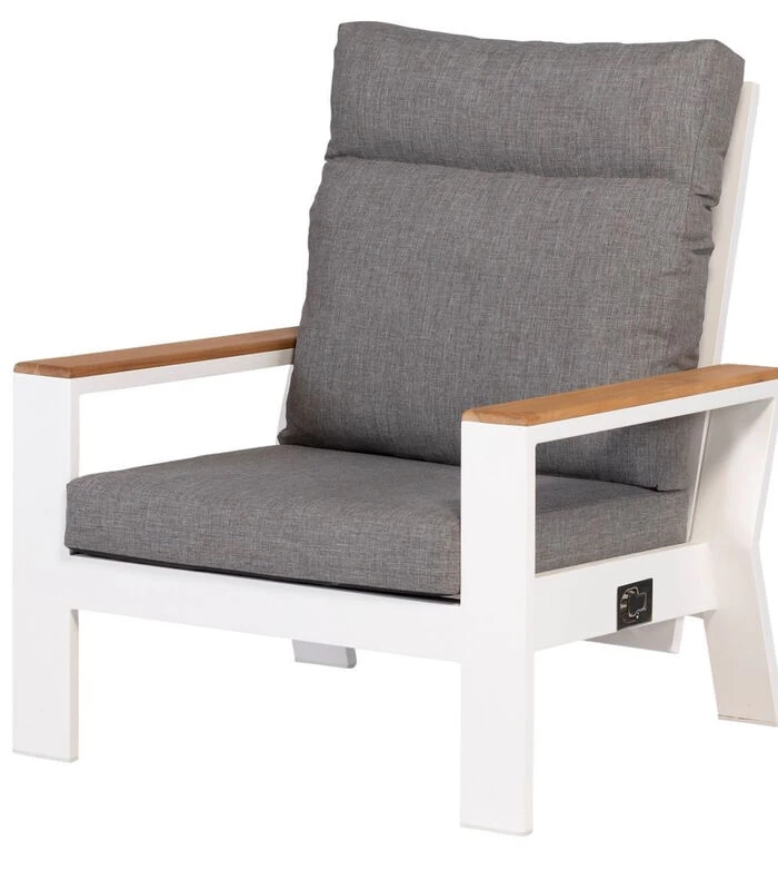 Verstelbare Tuinstoel Buiten - Aluminium - Wit - 93x82x84 3 Verstelbare Tuinstoel Buiten - Aluminium - Wit - 93x82x84