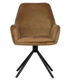 WOOOD Amber Eetkamerstoel - Fluweel - Karamel - Set Van 2