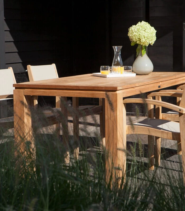 Tuinstoel Buiten Caldo - Teak - Naturel/Taupe - Set Van 4 4 Tuinstoel Buiten Caldo - Teak - Naturel/Taupe - Set Van 4 - Afbeelding 2