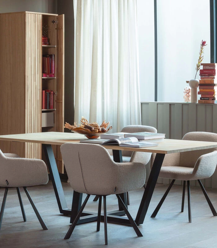 Exclusive New Gravure Hoge Kast - Eiken - Naturel - 210x60x42 5 Exclusive New Gravure Hoge Kast - Eiken - Naturel - 210x60x42 - Afbeelding 3