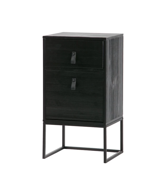 WOOOD Zola Nachtkastje Incl. Lade En Deur - Grenen - Zwart - 74x40x35 4 WOOOD Zola Nachtkastje Incl. Lade En Deur - Grenen - Zwart - 74x40x35 - Afbeelding 2